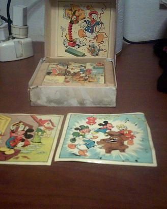 gioco vintage cubi in legno walt disney