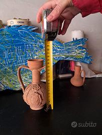 piccola antica anfora giara vaso doppio manico alt