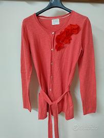 Cardigan Zara Girl Corallo con Fiori 