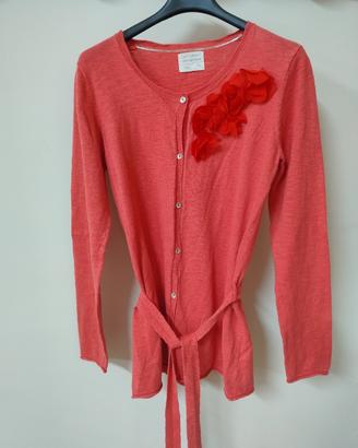 Cardigan Zara Girl Corallo con Fiori 