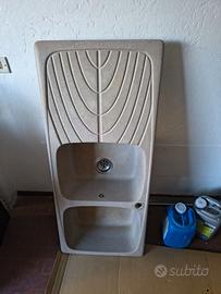 lavandino doppia vasca color sabbia 115 x 50