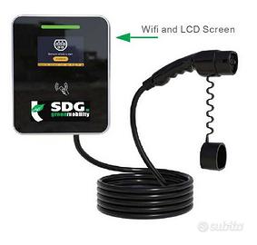 Wall Box monofase 7,4 kW 5 metri cavo e spina Tipo