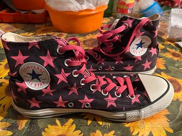 Converse Chuck Taylor Alte - Nere con Stelle Rosa