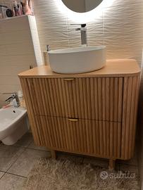 Mobile da bagno in bambù con lavabo