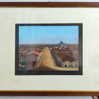 Stampa antica veduta VILLAFRANCA dell'800