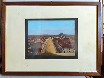 Stampa antica veduta VILLAFRANCA dell'800