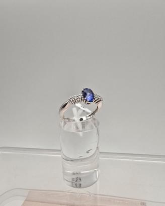 Anello Oro Bianco 18 Kt con Tanzanite e Diamanti