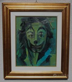 Tiberiano Marilli  olio su tela "PAGLIACCIO"  1991
