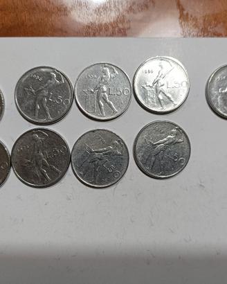 lotto  9 monete da 50 Lire
