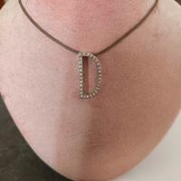 ciondolo iniziale D in Argento e zirconi 