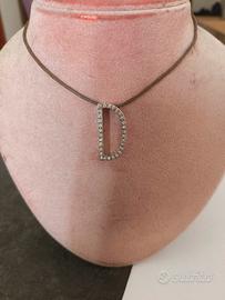 ciondolo iniziale D in Argento e zirconi 