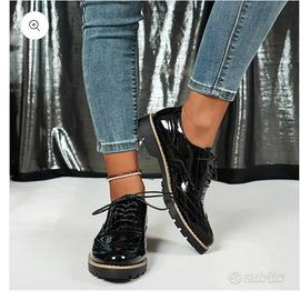 scarpe donna Oxford pelle vernicia taglia 39 Nuove