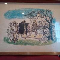 Litografia 'La tenda del teatro 'del 1963