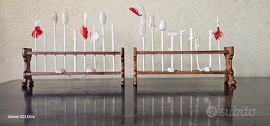 Coppia Miniature 18 Armi Kung Fu - Osso e Legno