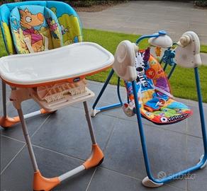 Seggiolone Chicco + Sdraietta dondolo fisher price