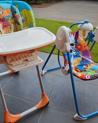 Seggiolone Chicco + Sdraietta dondolo fisher price