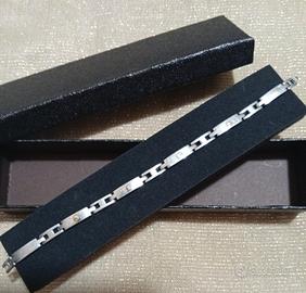 Bracciale unisex in acciaio e sfere oro 18 carati