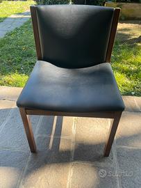 Set 6 sedie sala da pranzo in legno e pelle nera