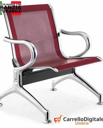 Sedia da attesa in acciaio colore rosso 1 posto