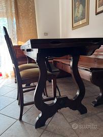 Tavolo fratino in noce e 4 sedie