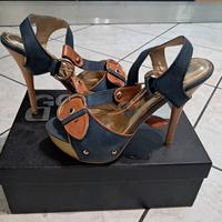Sandali  donna n. 36 tacco 10 colore jeans/marrone