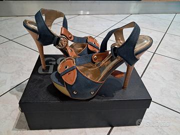 Sandali  donna n. 36 tacco 10 colore jeans/marrone