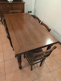  TAVOLO ALLUNGABILE + 6 SEDIE IN LEGNO