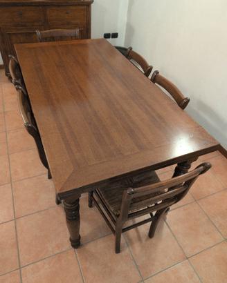  TAVOLO ALLUNGABILE + 6 SEDIE IN LEGNO