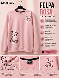 Felpa ManFinity Rosa XL – Stile Streetwear