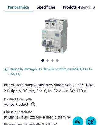 Interruttore magnetotermico differenziale siemens 
