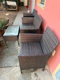 Salottino da giardino in polirattan