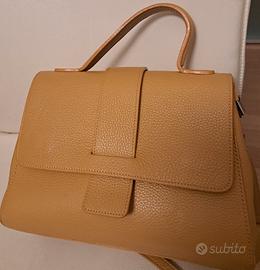 borsa vera pelle martellata colore ocra