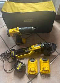 Trapano avvitatore e smerigliatrice a batteria.