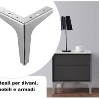 Piedi cromati in metallo per divani o mobili