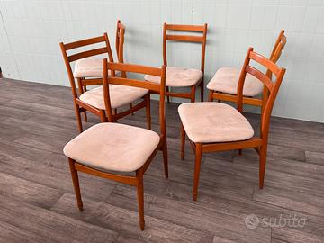 Set di 6 sedie anni 60 in stile scandinavo