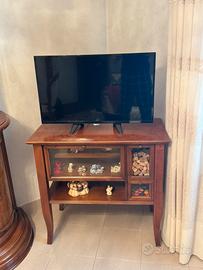 Mobiletto TV in legno con vetrinetta