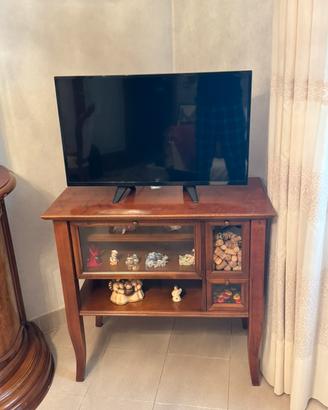 Mobiletto TV in legno con vetrinetta
