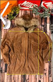 Parka  made🇮🇹VERA PELLE Scamosciata con cappuccio