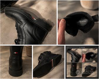 Tommy Hilfiger Anfibi Neri in Pelle