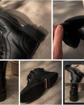 Tommy Hilfiger Anfibi Neri in Pelle