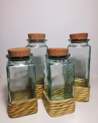 Set di 4 barattoli da cucina in vetro trasparente