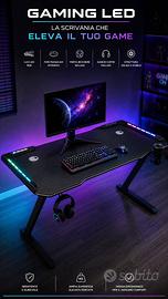 Scrivania gaming LED RGB 120x60x75 nera
