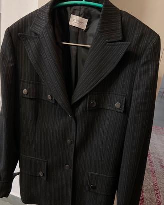 Giacca donna gessato nero T.44