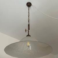 Lampadario classico vetro e ottone