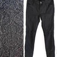 Skinny Jeans Leggeri Vita Bassa Ricamati Nero