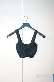 Top Crop Nero Glitterato Bershka - Taglia S