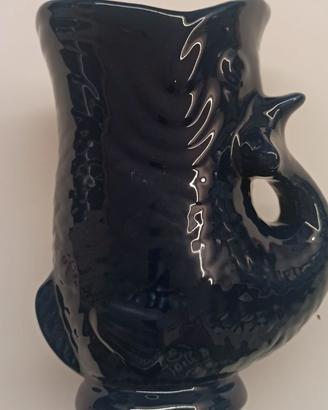 Caraffa Gluggle Jug Kolibri in Ceramica Blu Scuro