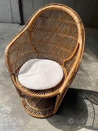 Poltrona Peacock Vintage in Rattan/Vimini