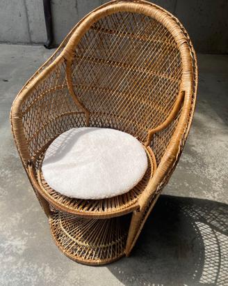 Poltrona Peacock Vintage in Rattan/Vimini