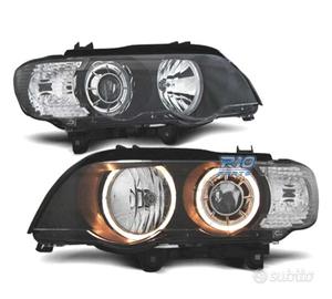 FARI XENON BMW X5 E53 99-03 ANGEL EYES FONDO NERO